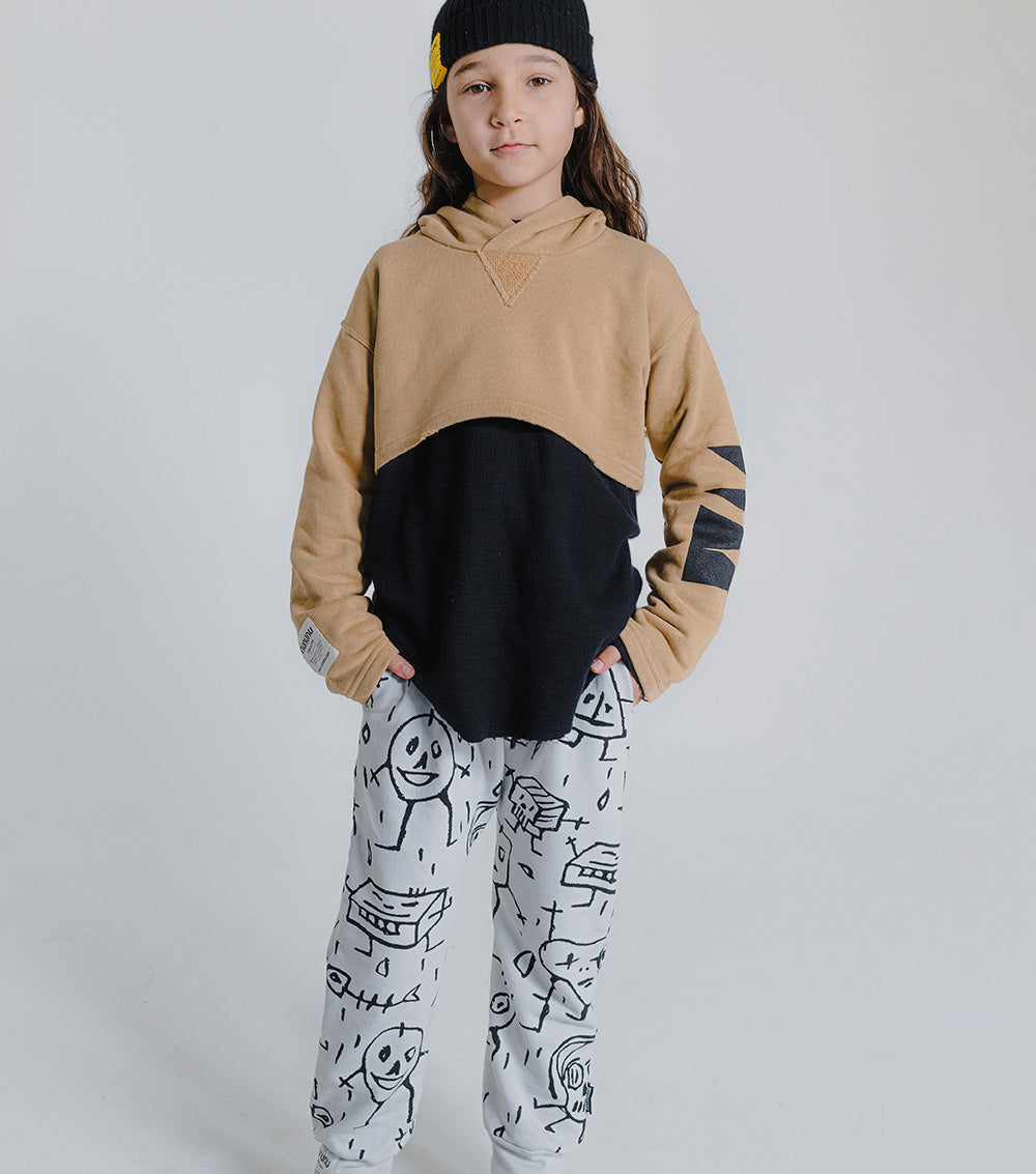 Kid | Cropped Hi-Lo Hoodie | Mocha