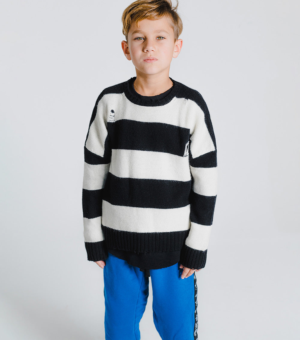 Kid | Striped Knit | Black x White