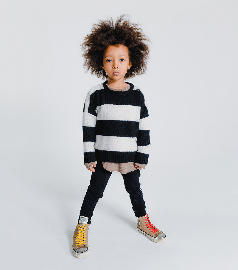 Kid | Striped Knit | Black x White