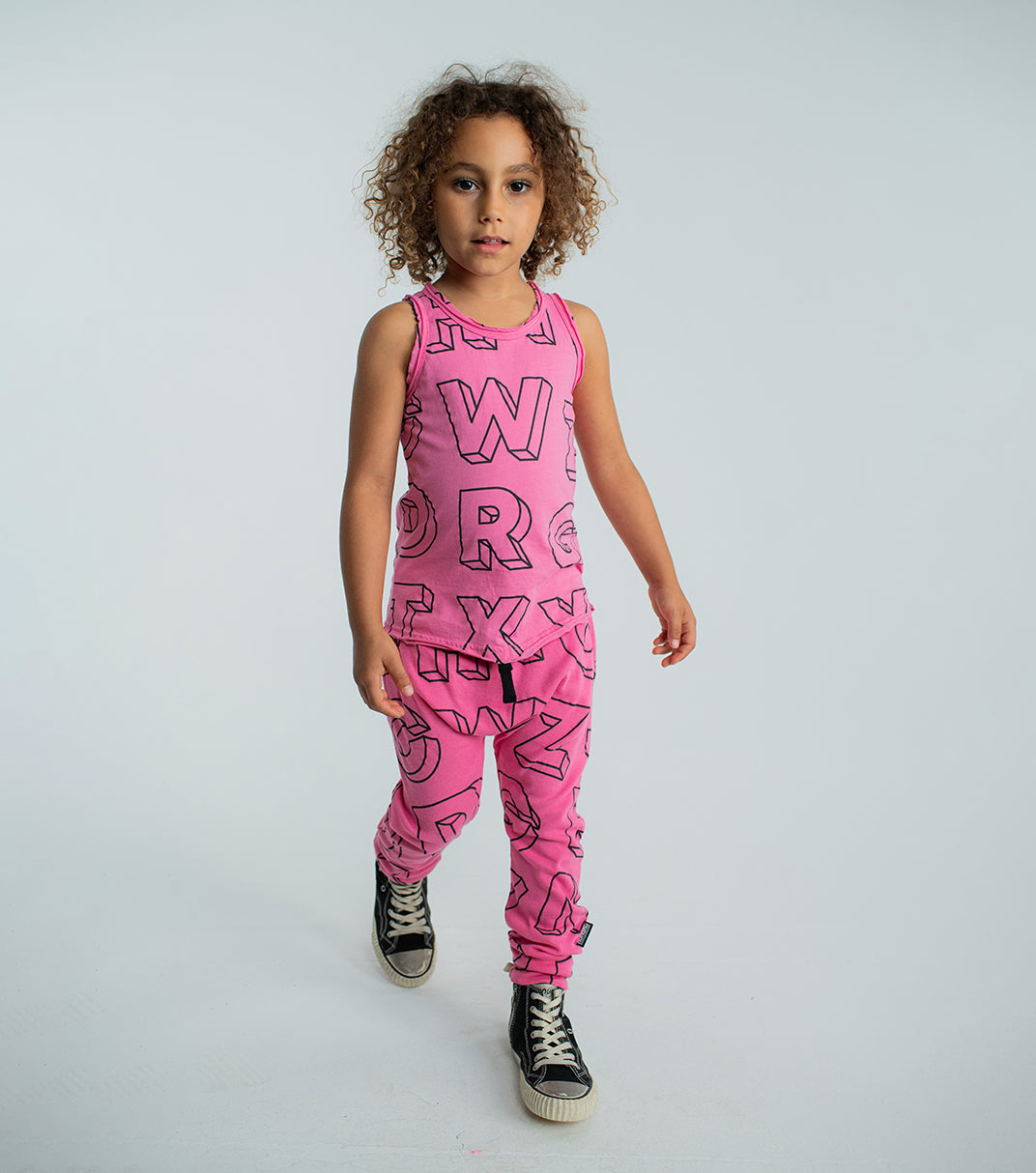 Kid | Light A-Z Baggy Pants | Hot Pink