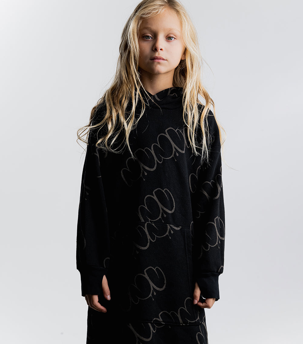 Kid | Bubbly Nununu Hooded A Dress | Black