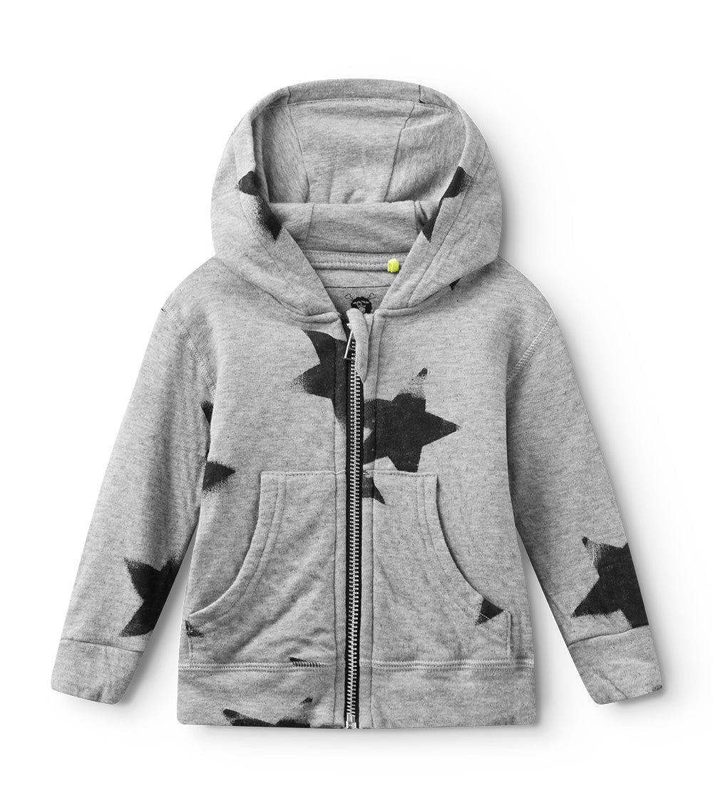 Newborn | Soft Faded Star Zip Hoodie | Heather Grey
