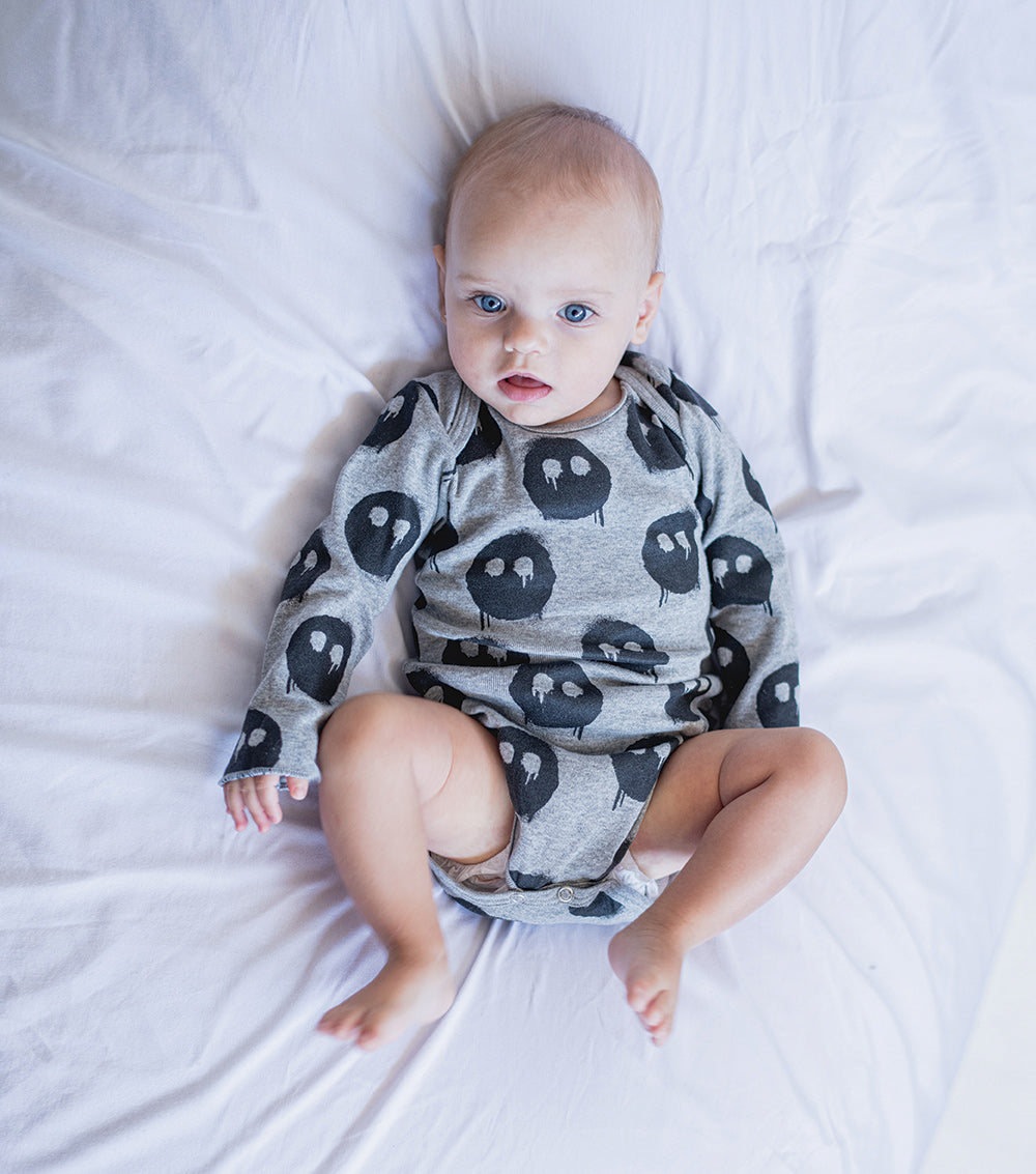 Newborn | Melting Mask Onesie | Heather Grey (V1)