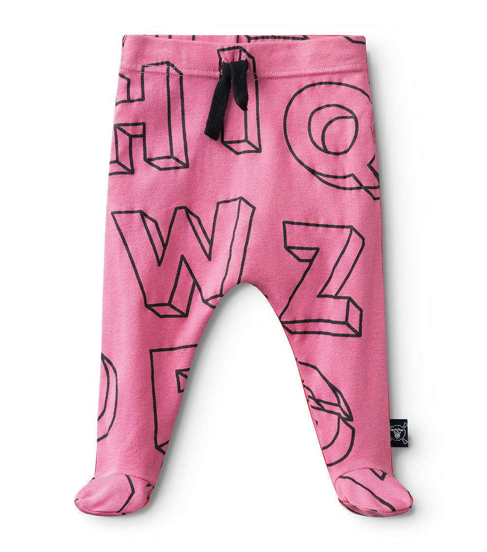 Newborn | A-Z Footed Baggy Pants | Hot Pink
