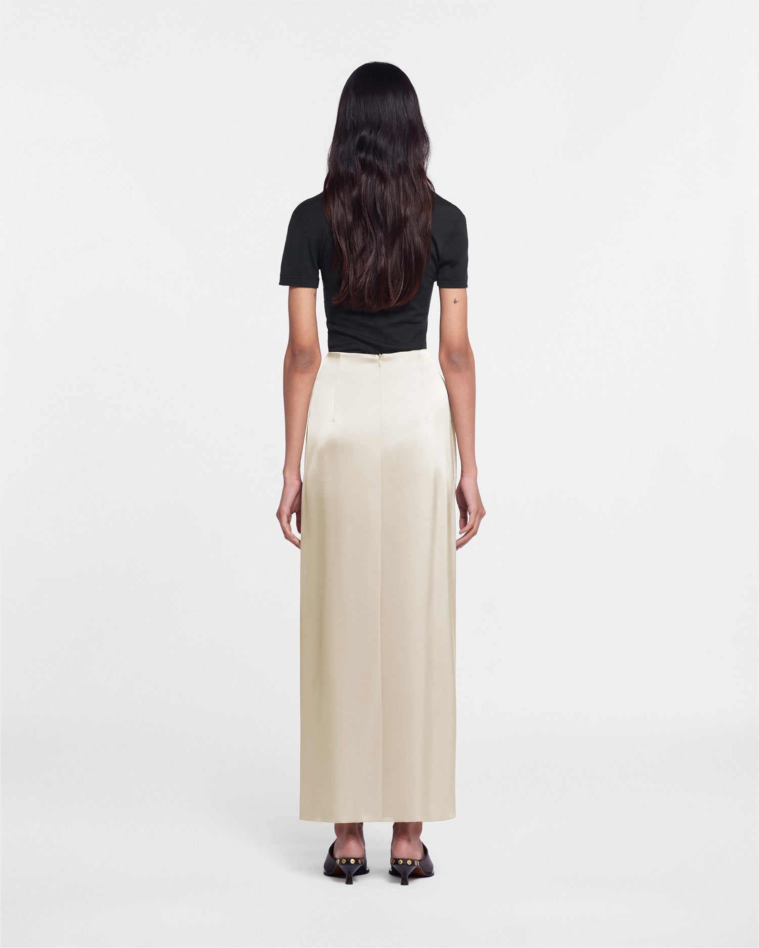 Heida Slip Satin Wrap Skirt | Porcelain