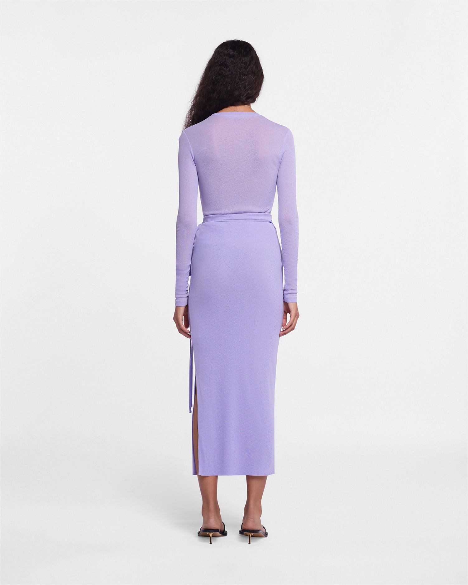 Inaya Mesh-Jersey Wrap Midi Skirt | Lavender