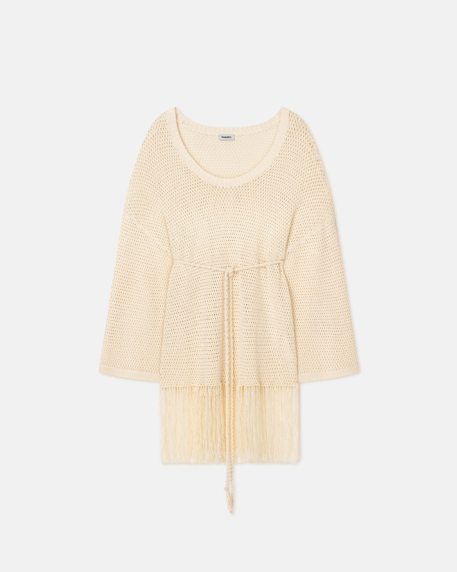 Carianne Fringed Crochet Mini Dress | Creme