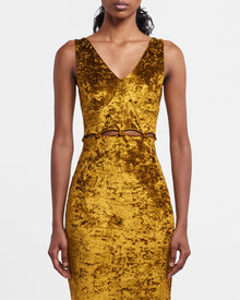 Womens | Delvine Cutaway-Detail Dress | Curry Crushed Velvet