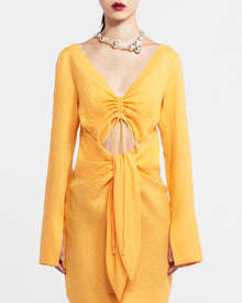 Gilia Ruched-Front Dress | Orange Pf23