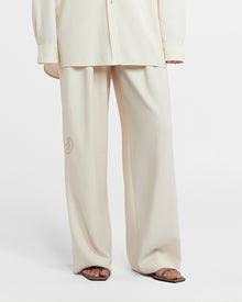 Marika Embroidered Slub Pants | Creme