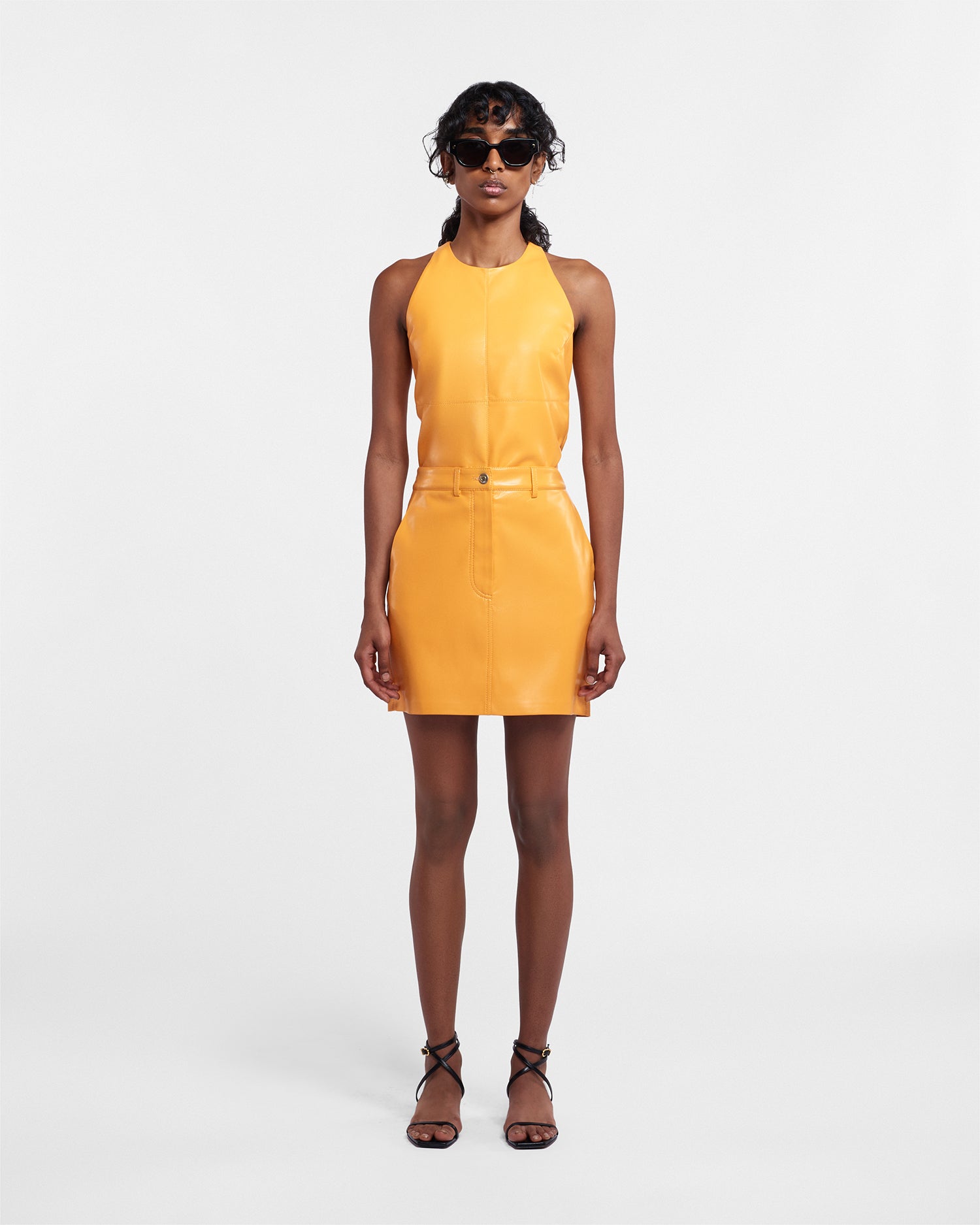 Womens | Miray Okobor Alt-Leather Mini Skirt | Orange Pf23