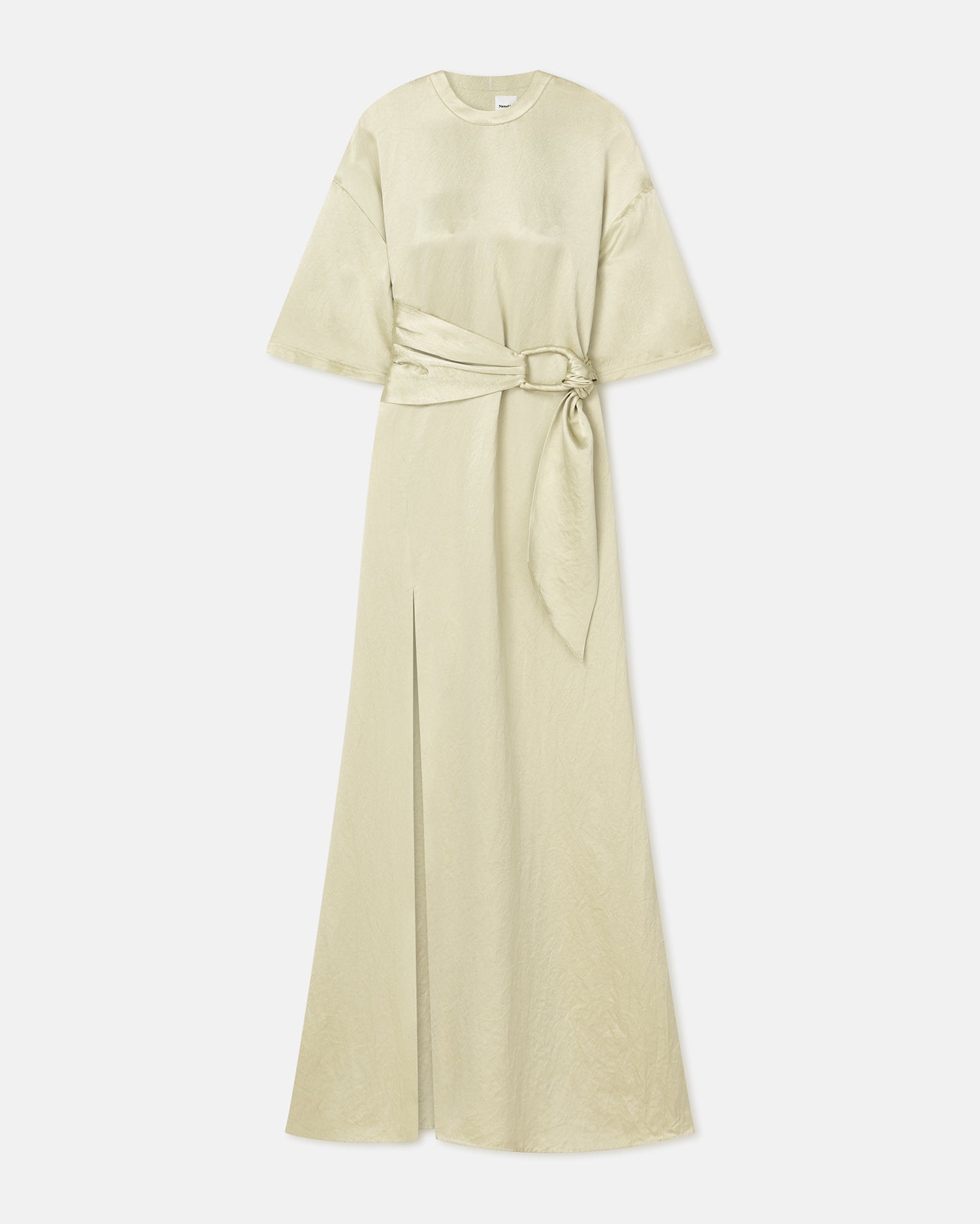 Womens | Maelys Belted Crinkled-Satin Maxi Dress | Green Tea