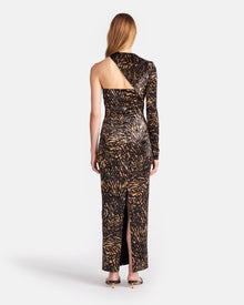 Neave Asymmetric Crushed Velvet Midi Dress | Fur Stroke Animal