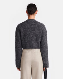 Henny Cropped Brushed-Alpaca Cardigan | Charcoal