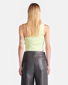 Chudel Asymmetric Okobor Alt-Leather Top | Shadow Lime