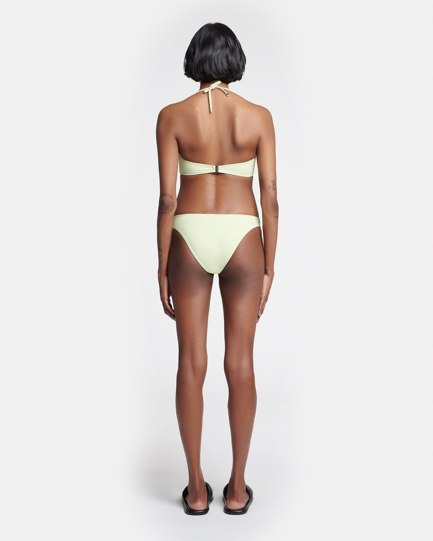 Manou Ruched Halterneck Bikini Top | Shadow Lime