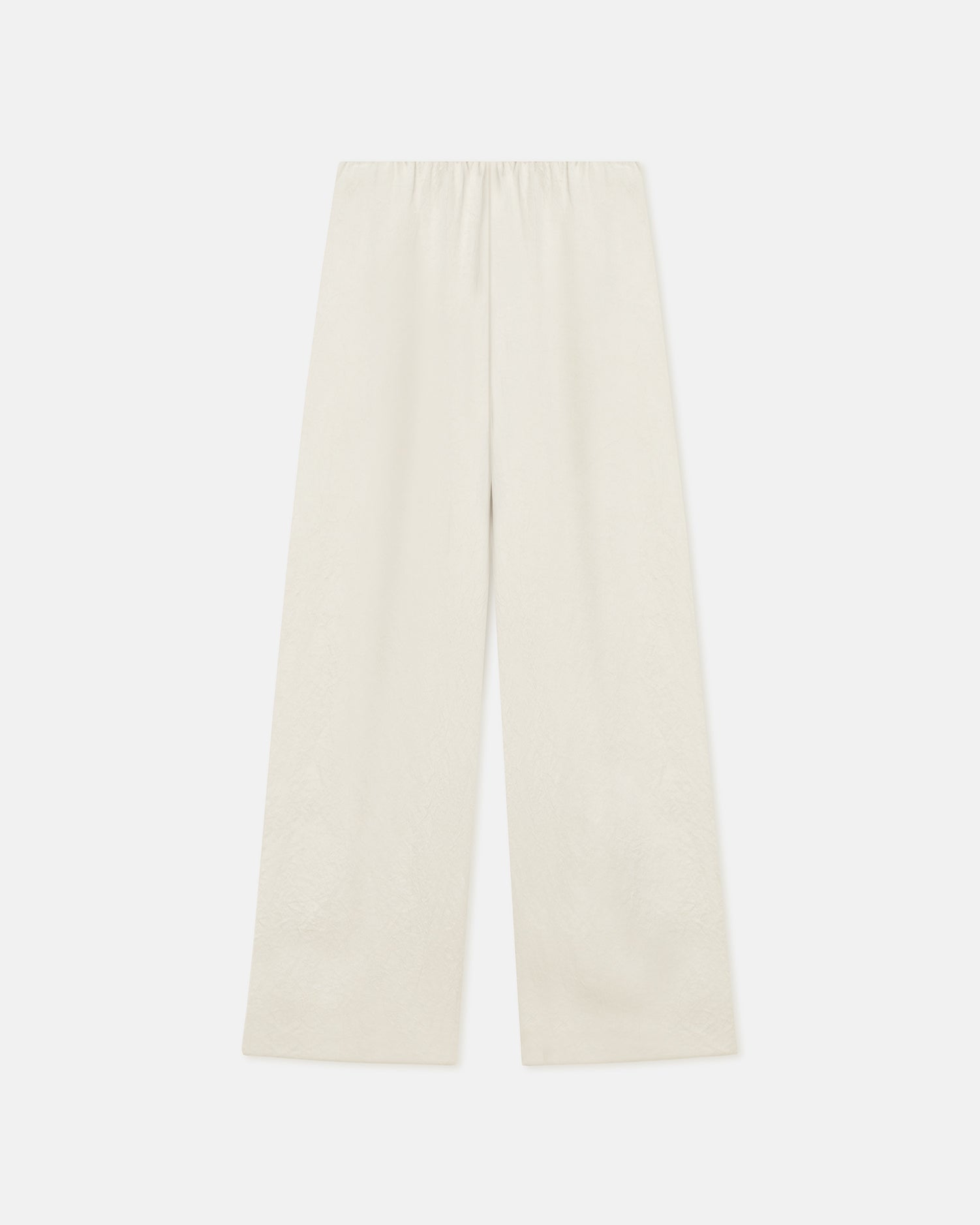 Brenda Crinkled-Satin Pants | Ecru