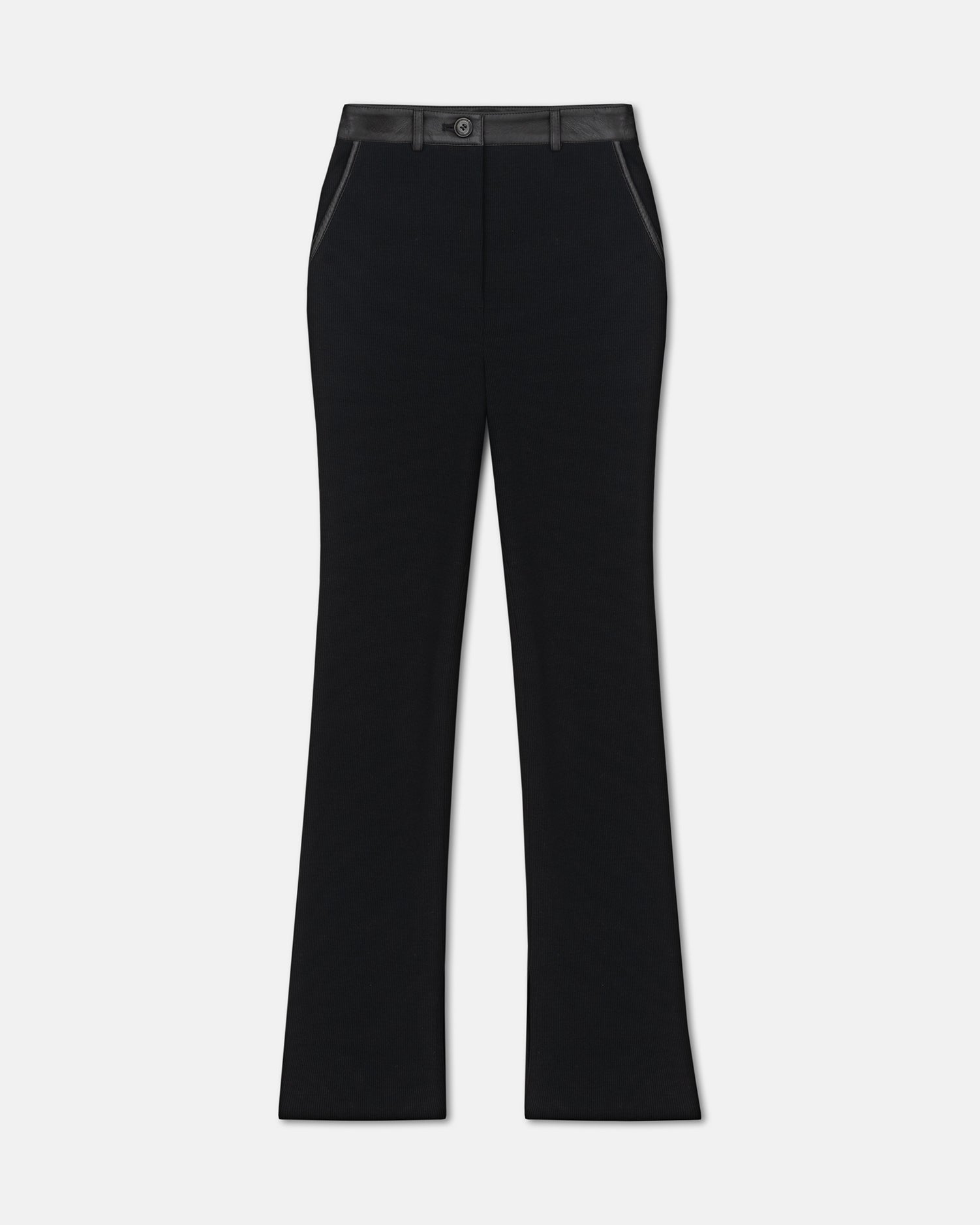 Mykas Leather-Trimmed Ribbed-Jersey Pants | Black