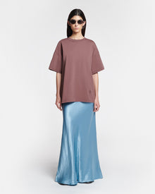 Fea Crinkled-Satin Long Skirt | Aqua