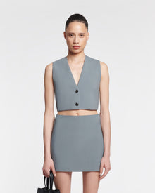 Suree Cropped Tailored Vest | Steel Blue