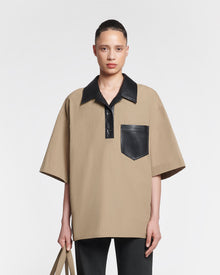 Sanvy Tech Poplin Polo Shirt | Muted Khaki