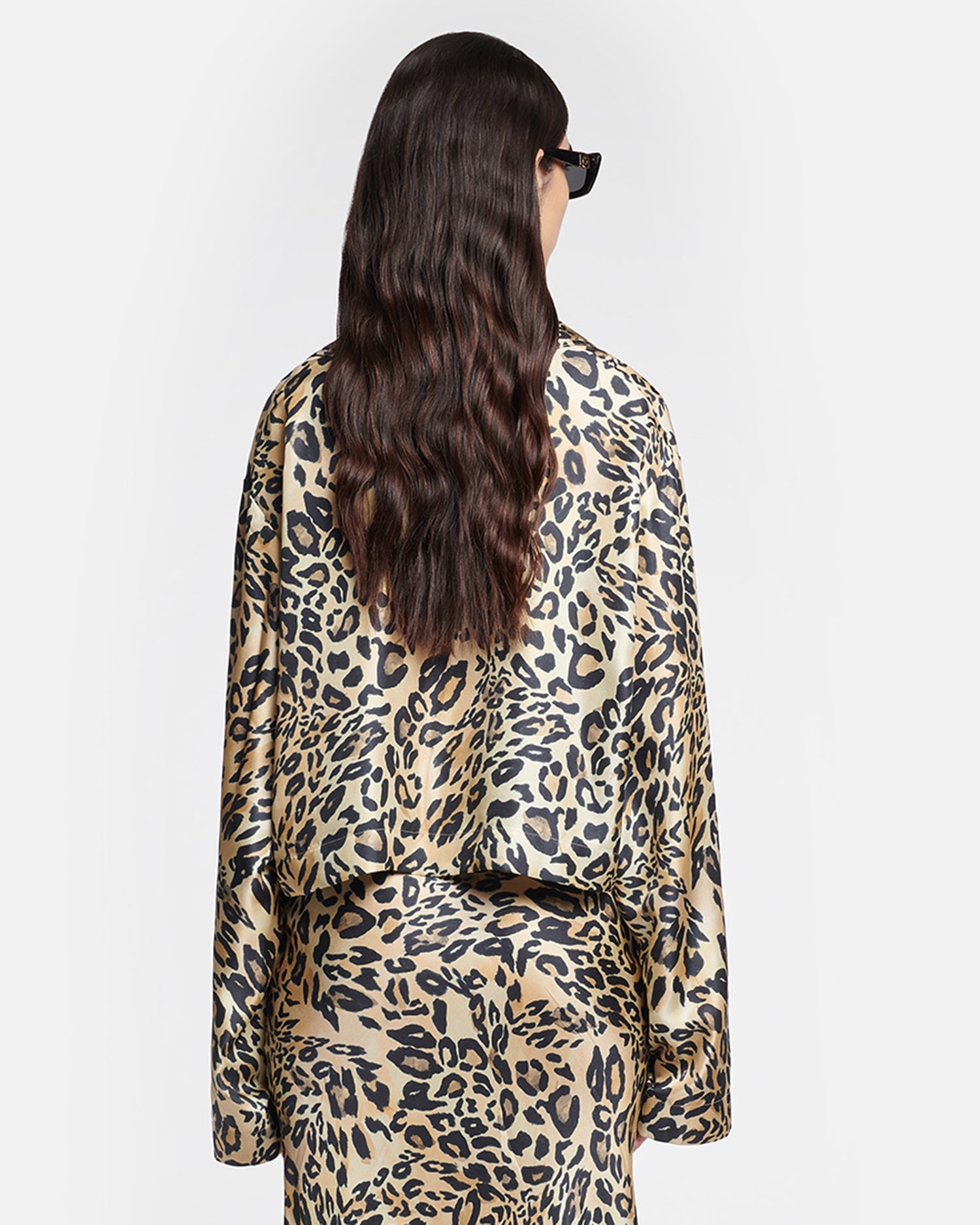 Vally Cropped Printed Twill-Silk Shirt | Leopard