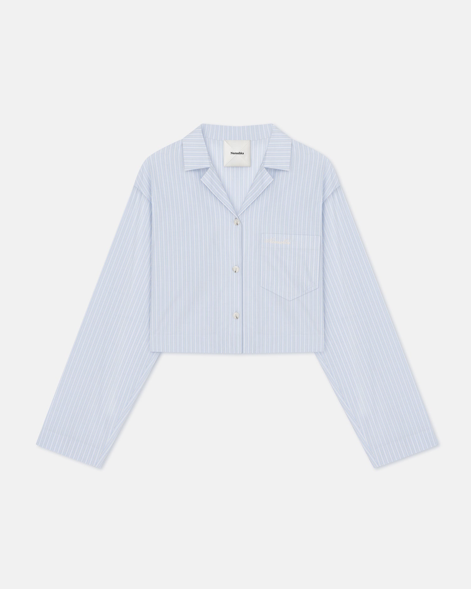 Vally Cropped Striped Shirt | Blue/Beige/White