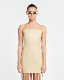 Womens | Clary Okobor Alt-Leather Maxi Dress | Almond