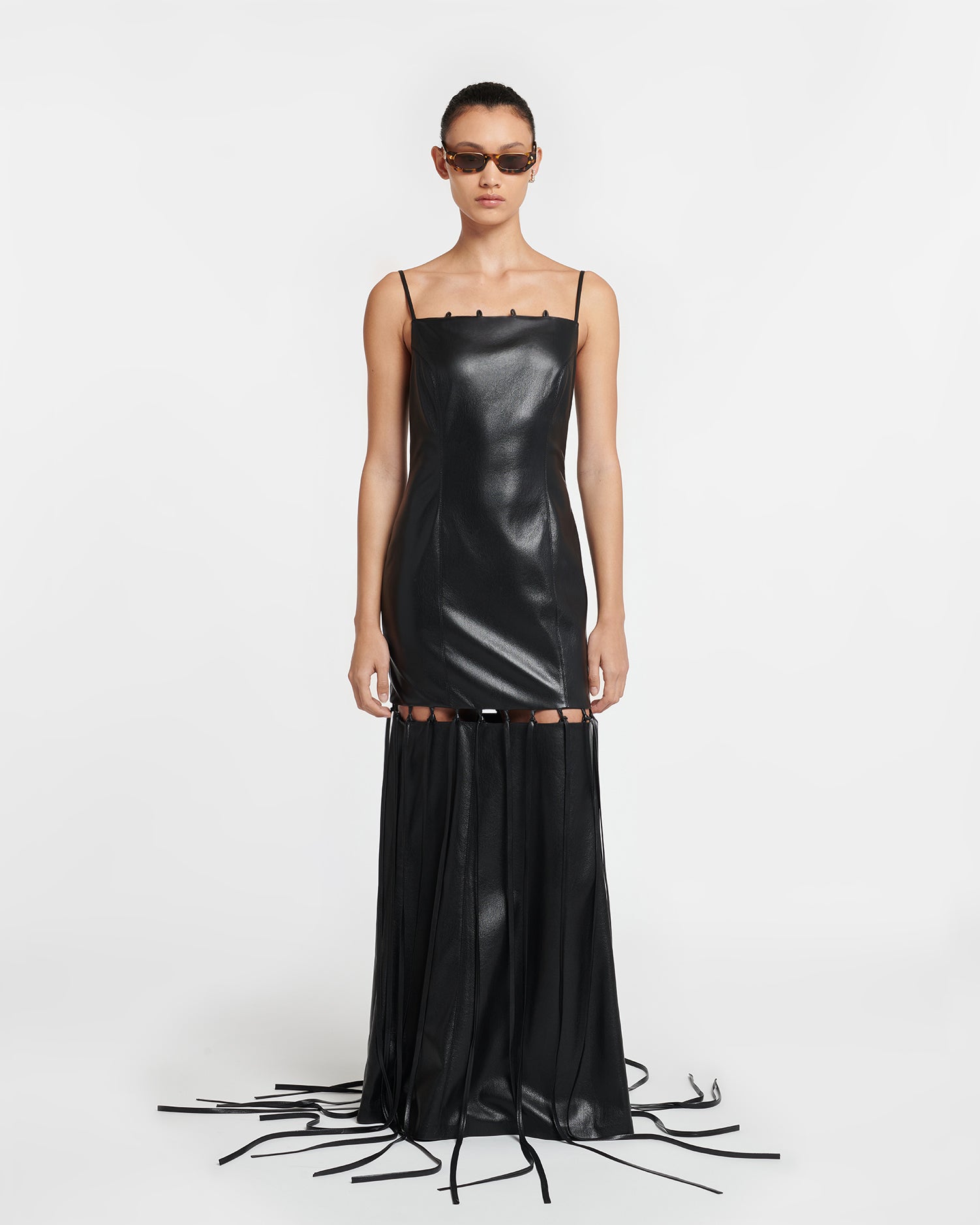 Womens | Clary Okobor Alt-Leather Maxi Dress | Black