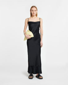 Renny Slip Satin Maxi Dress | Black