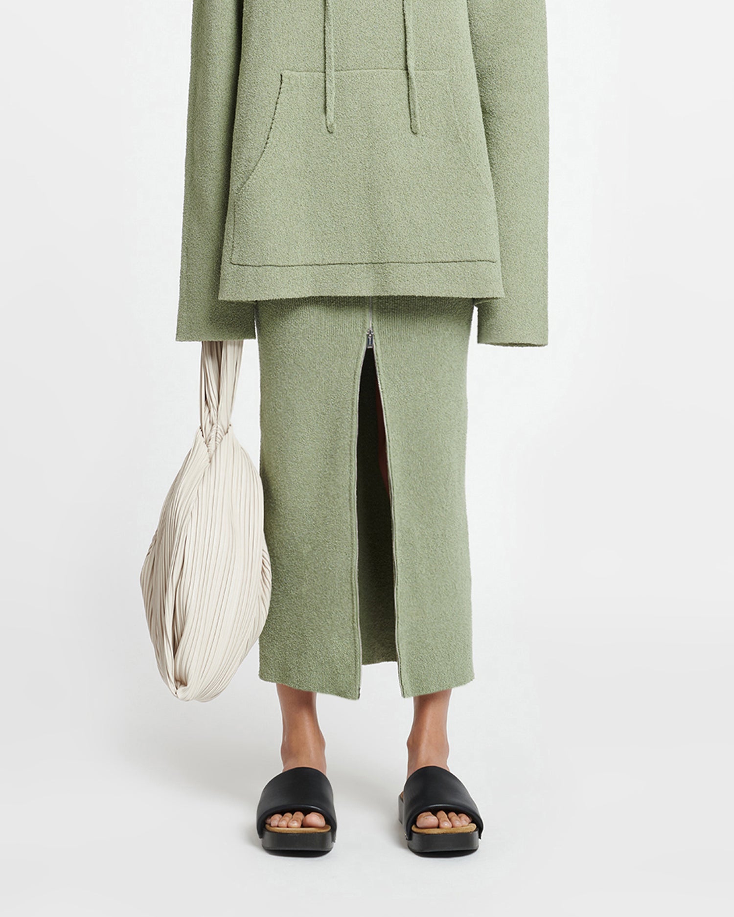 Womens | Nima Terry-Knit Midi Skirt | Faded Sage