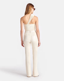 Mykas Leather-Trimmed Ribbed-Jersey Pants | Creme