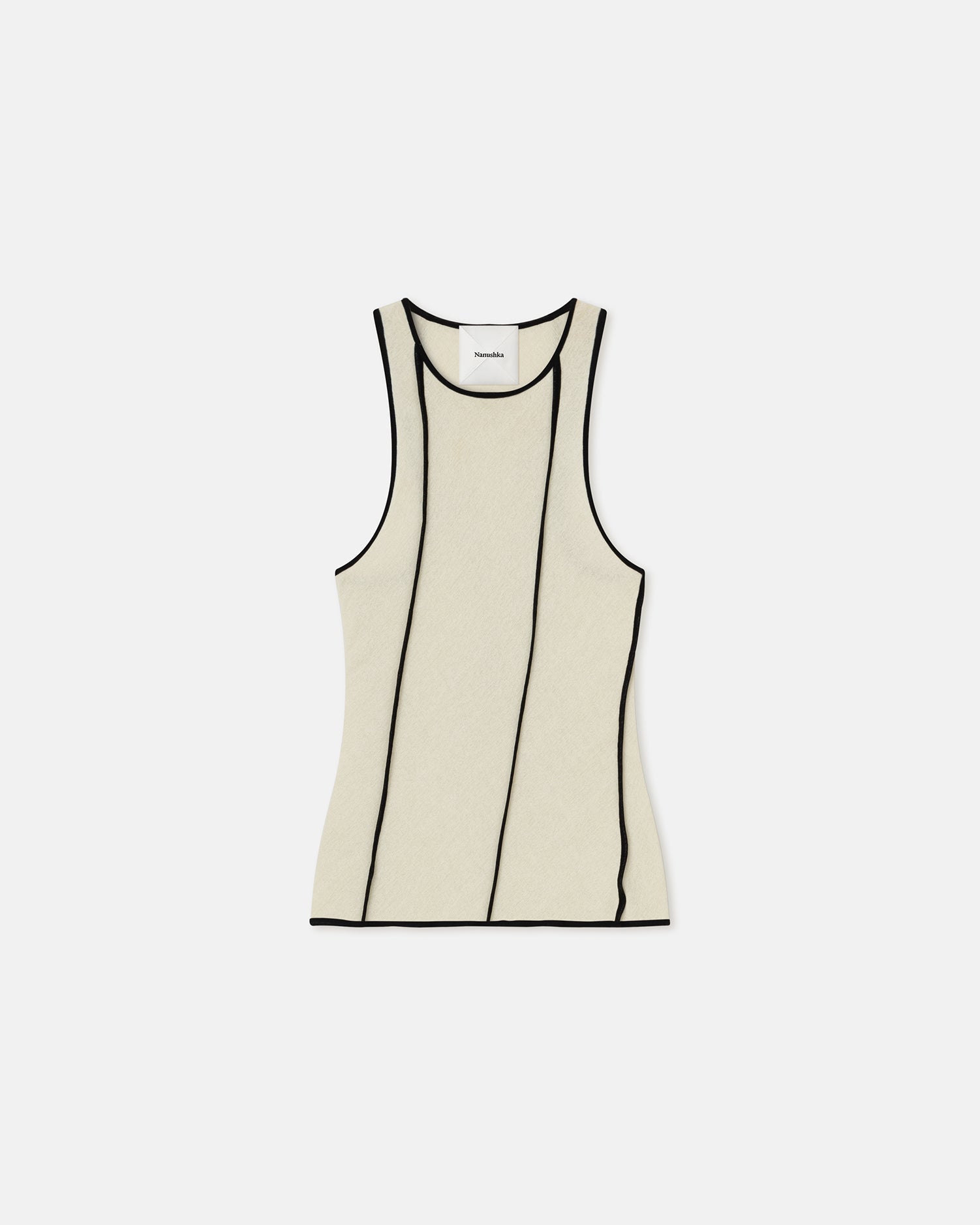 Enna Patchwork Mesh-Jersey Tank Top | White Wax/Black