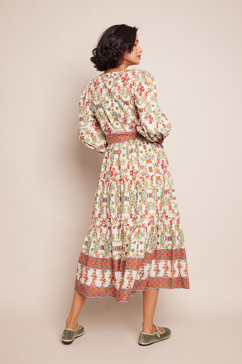 Nysa Dress | Vine Floral Egret Pink