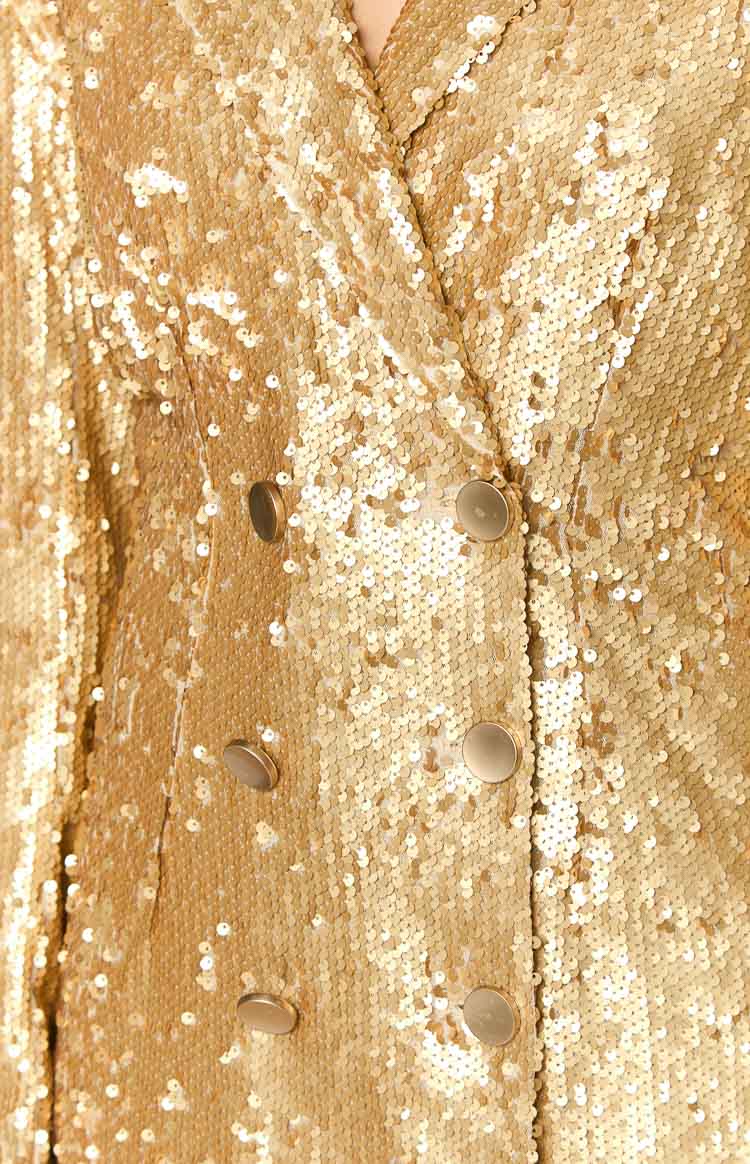Natalie Sequin Blazer Mini Dress | Gold