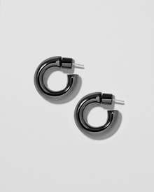 Natasha Micro Huggies earring - front view | gold huggie earrings