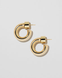 Natasha Micro Huggies earring - styled on model | gold huggie earrings