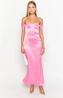 Naveah Off Shoulder Maxi Dress | Pink