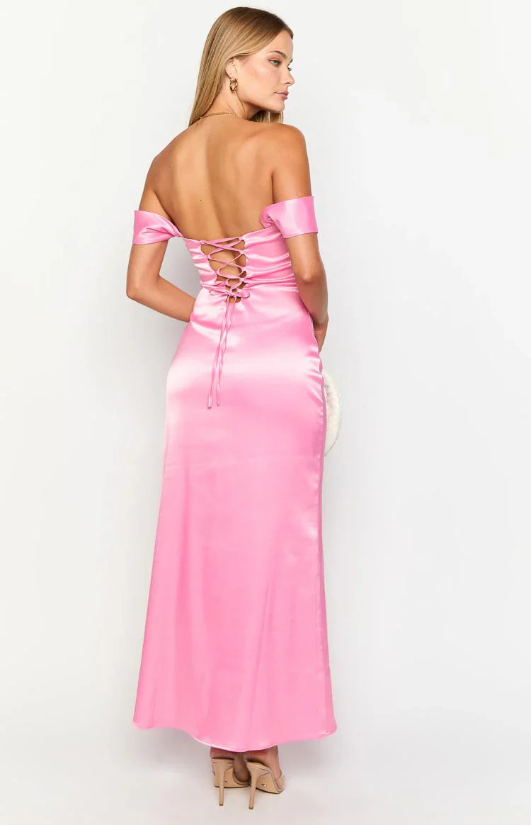 Naveah Off Shoulder Maxi Dress | Pink