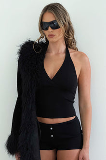 Dylan Knit Halter Top Black