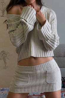 Ashton Knit Mini Skort in Cream