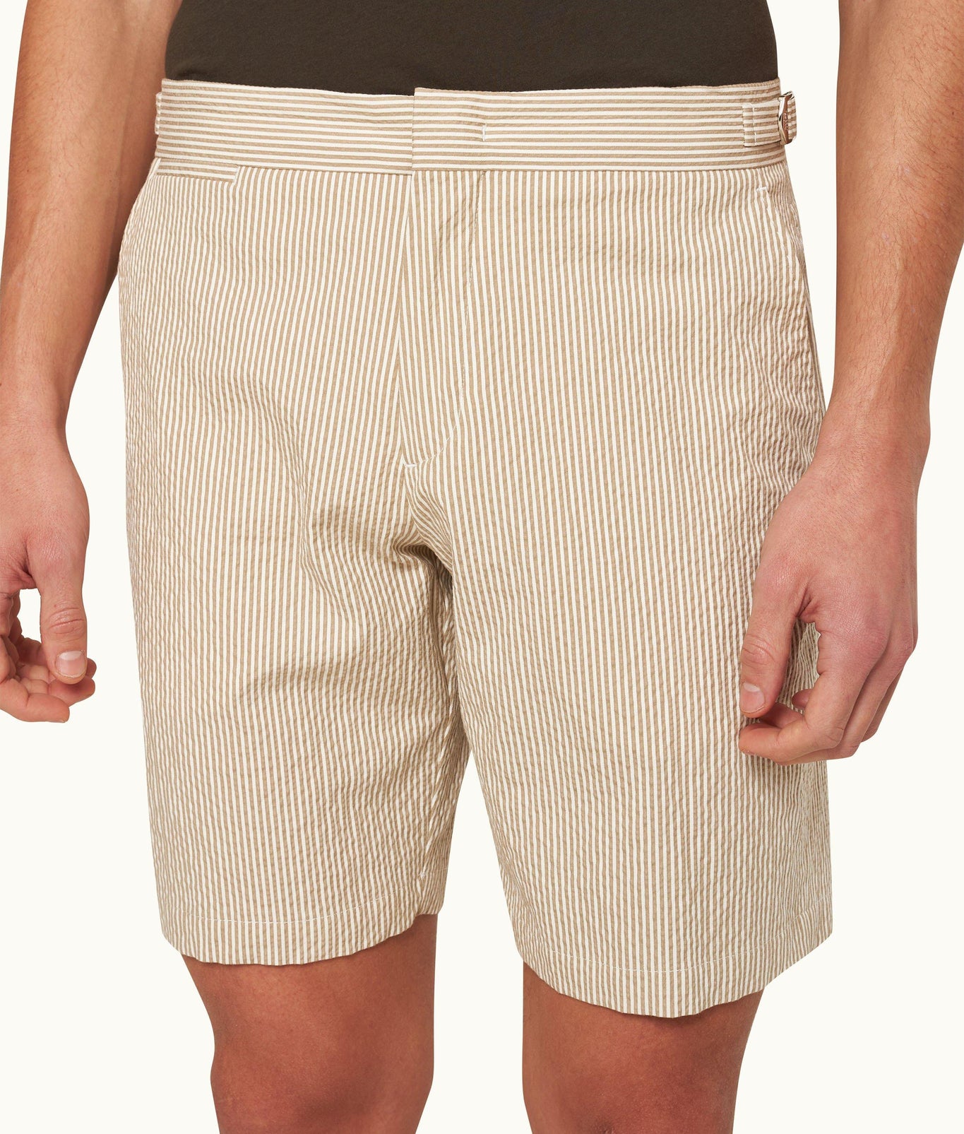 Norwich Seersucker Seersucker Stripe Tailored Fit Shorts Woven | Chai/White Stripe