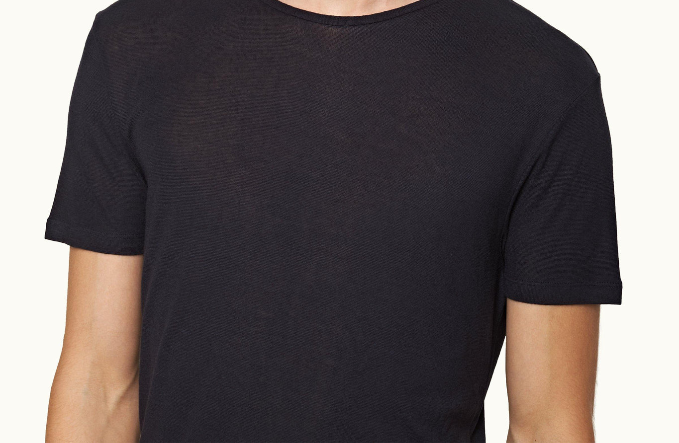 OB-T Cashmere Crew Neck Modal-Cashmere T-Shirt | Night Iris