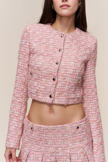 Womens | Claudine Cropped Jacket | Pink Multi