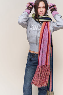 Womens | Knit Scarf | Striped Matcha Green