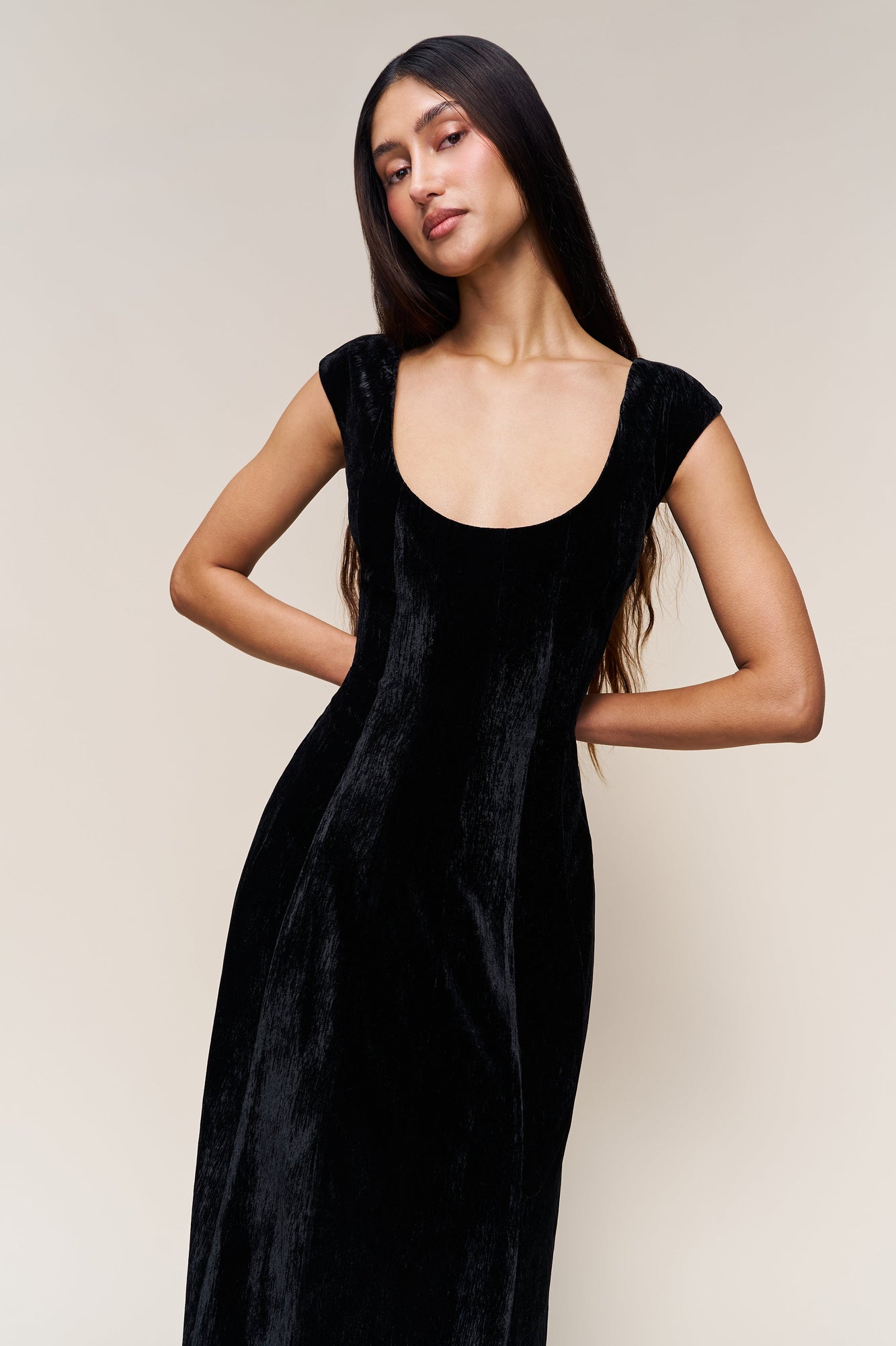 Womens | Leila Velvet Dress | Black