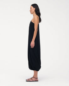 Another Tomorrow One Shoulder Bubble Sheath in Black – Crêpe