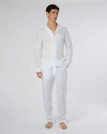 Mens | Linen Home Long Sleeve Camp Shirt | White