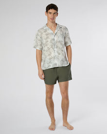 Mens | Air Linen Convertible Vacation Shirt | White/Light Olive