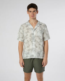 Mens | Air Linen Convertible Vacation Shirt | White/Light Olive